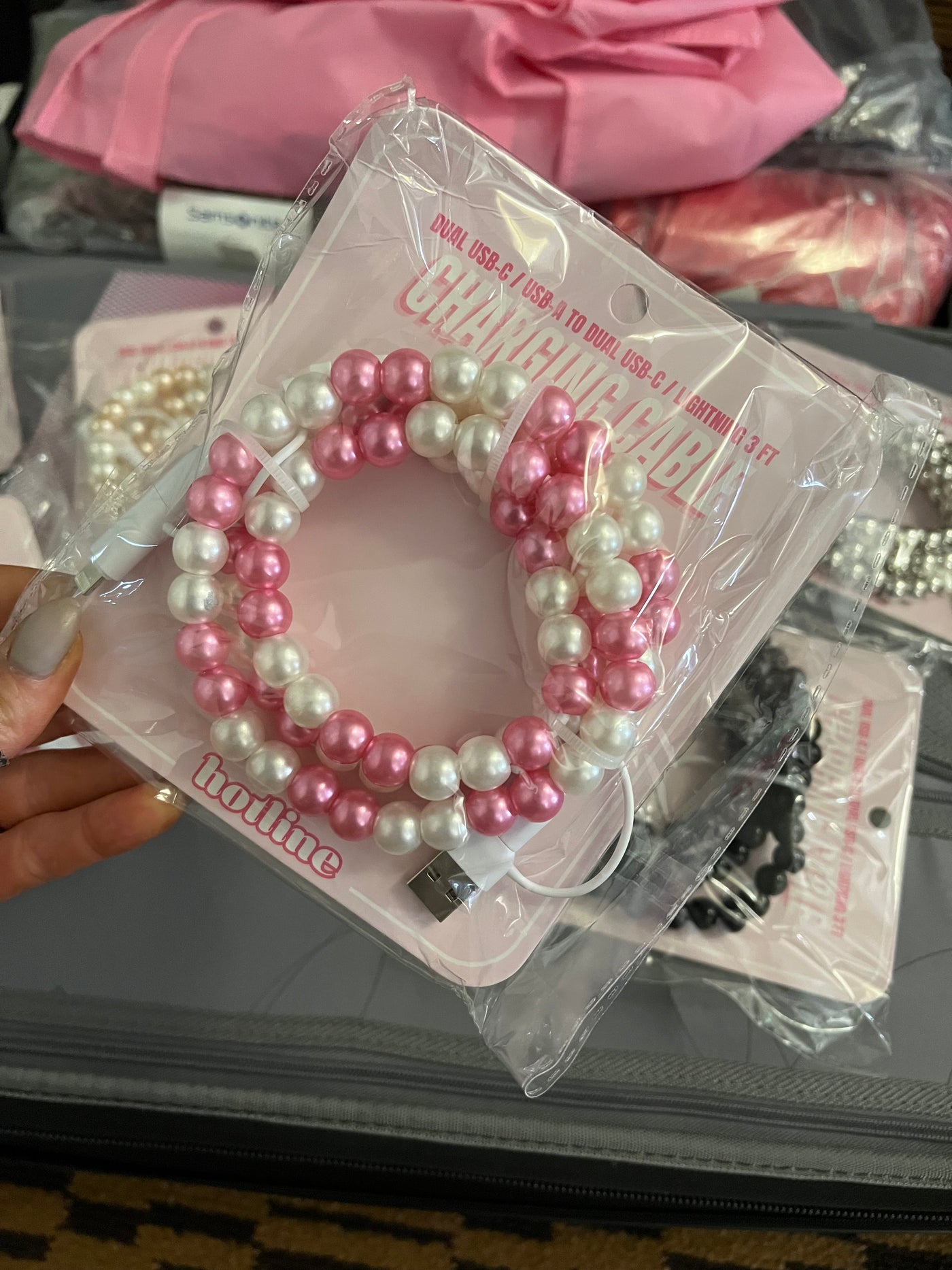 Charger Cord - Pink & White