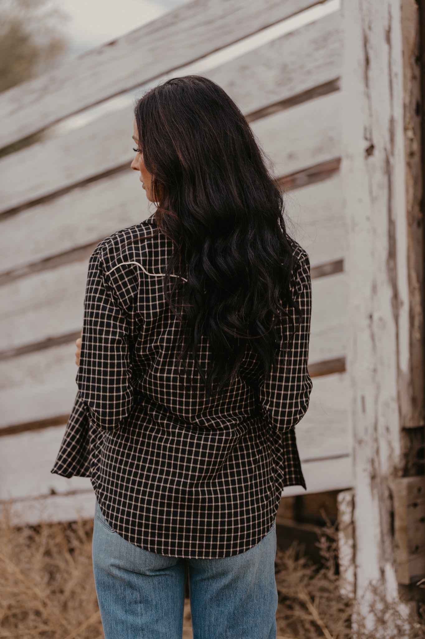 Sandra Plaid Pearl Snap Top