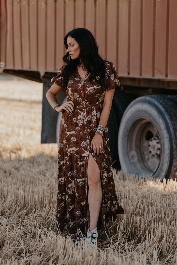 cotton and rye jackalope dress Cotton and Rye Wild Horse Print Maxi Dress
