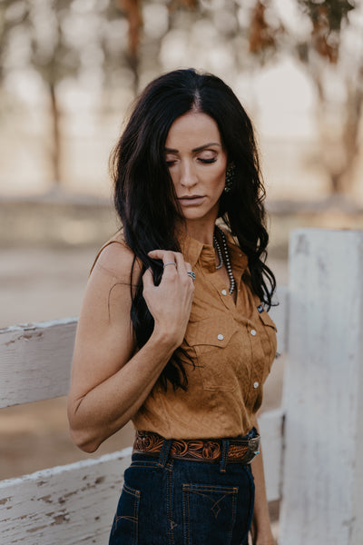 Dutton Pearl Snap Blouse - Toast