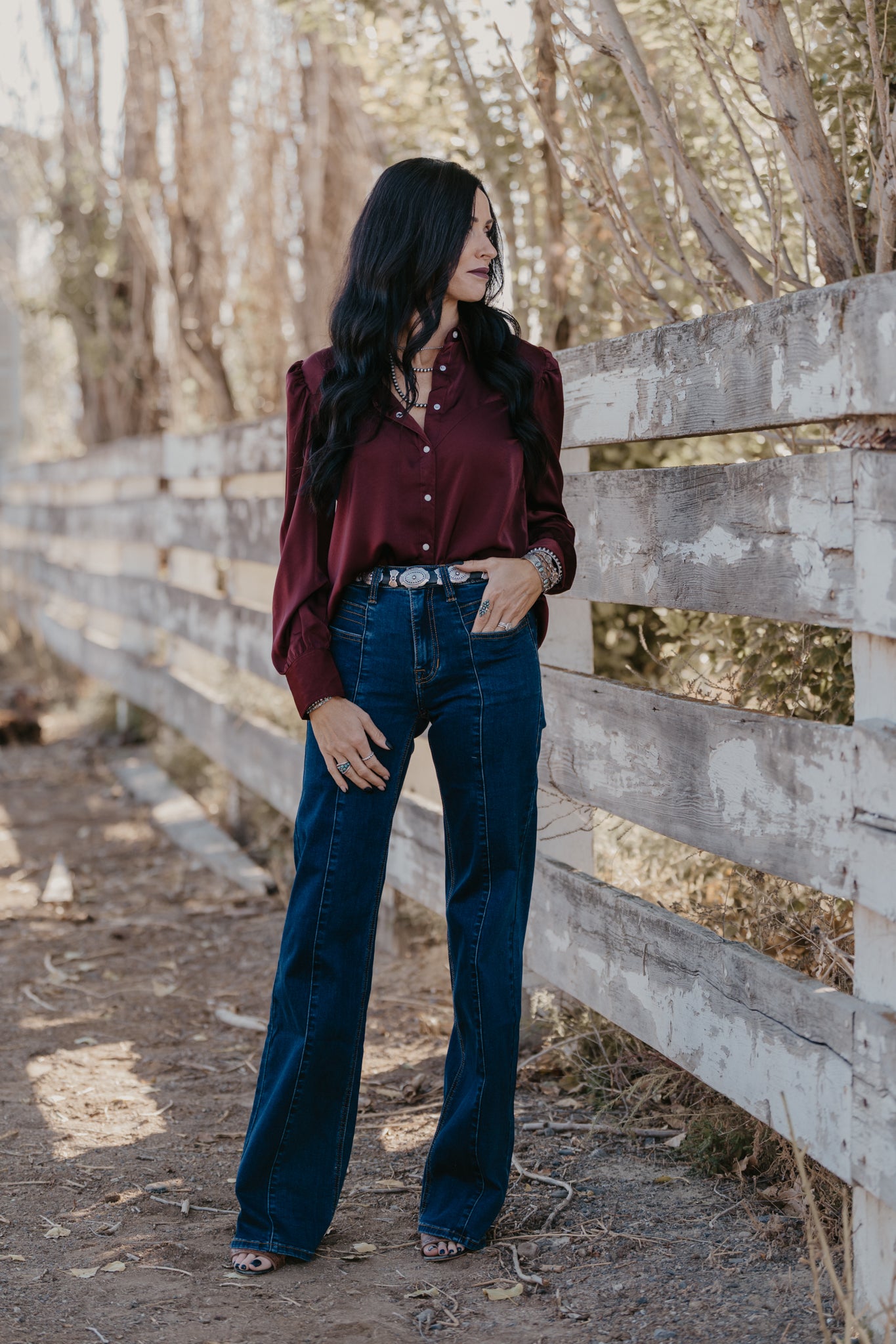 Gavin Satin Pearl Snap Top