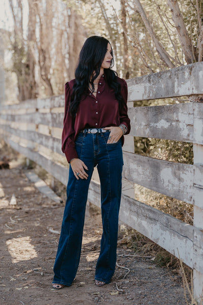 Gavin Satin Pearl Snap Top