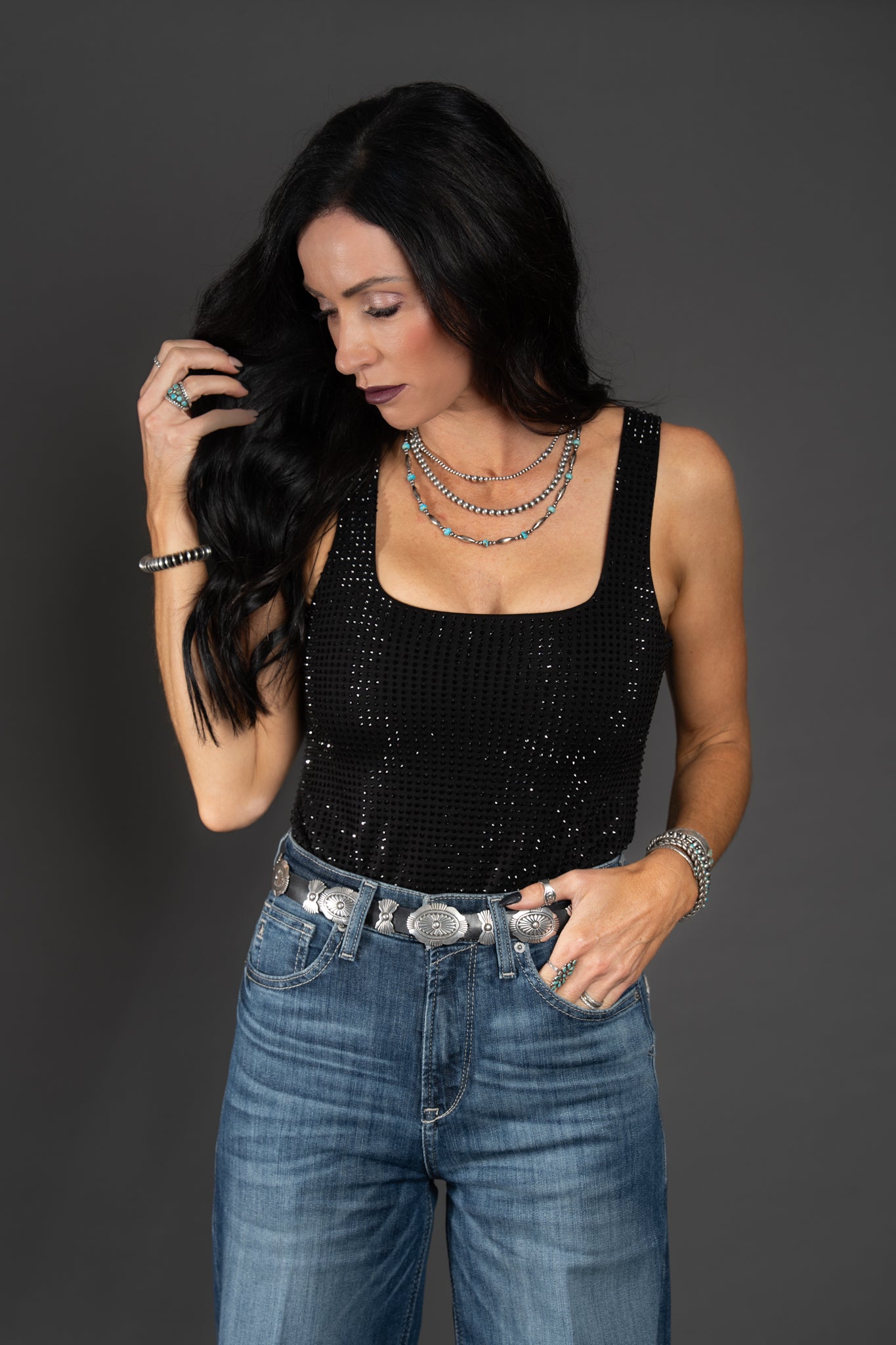 Marissa Sparkle Body Suit - Black