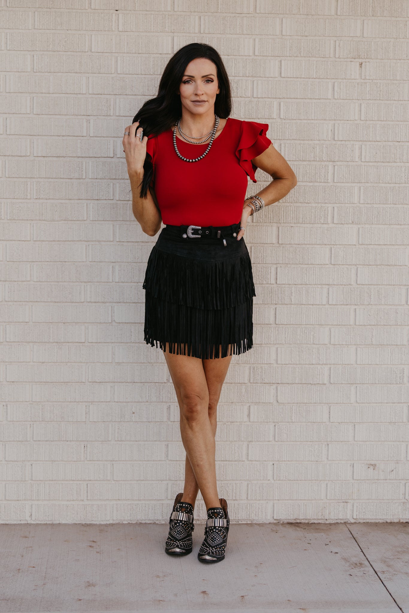 Ramblin' Fever Fringe Skirt - Black