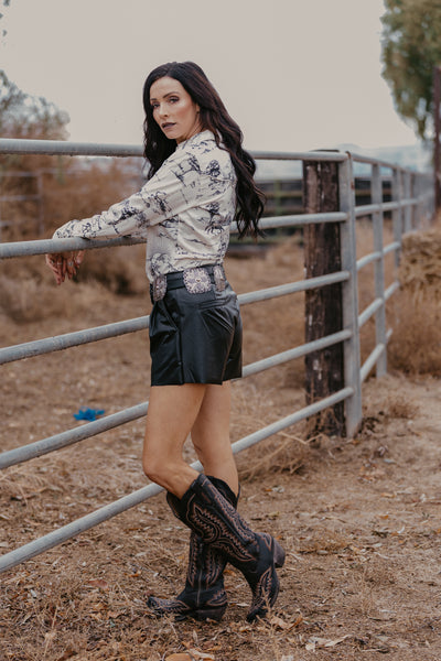 Country Toile Pearl Snap Shirt