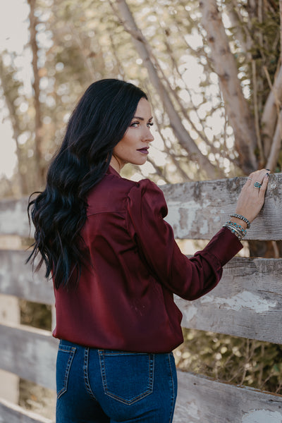 Gavin Satin Pearl Snap Top