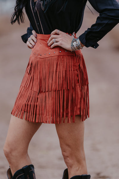 Starlight Fringe Skirt - Rust