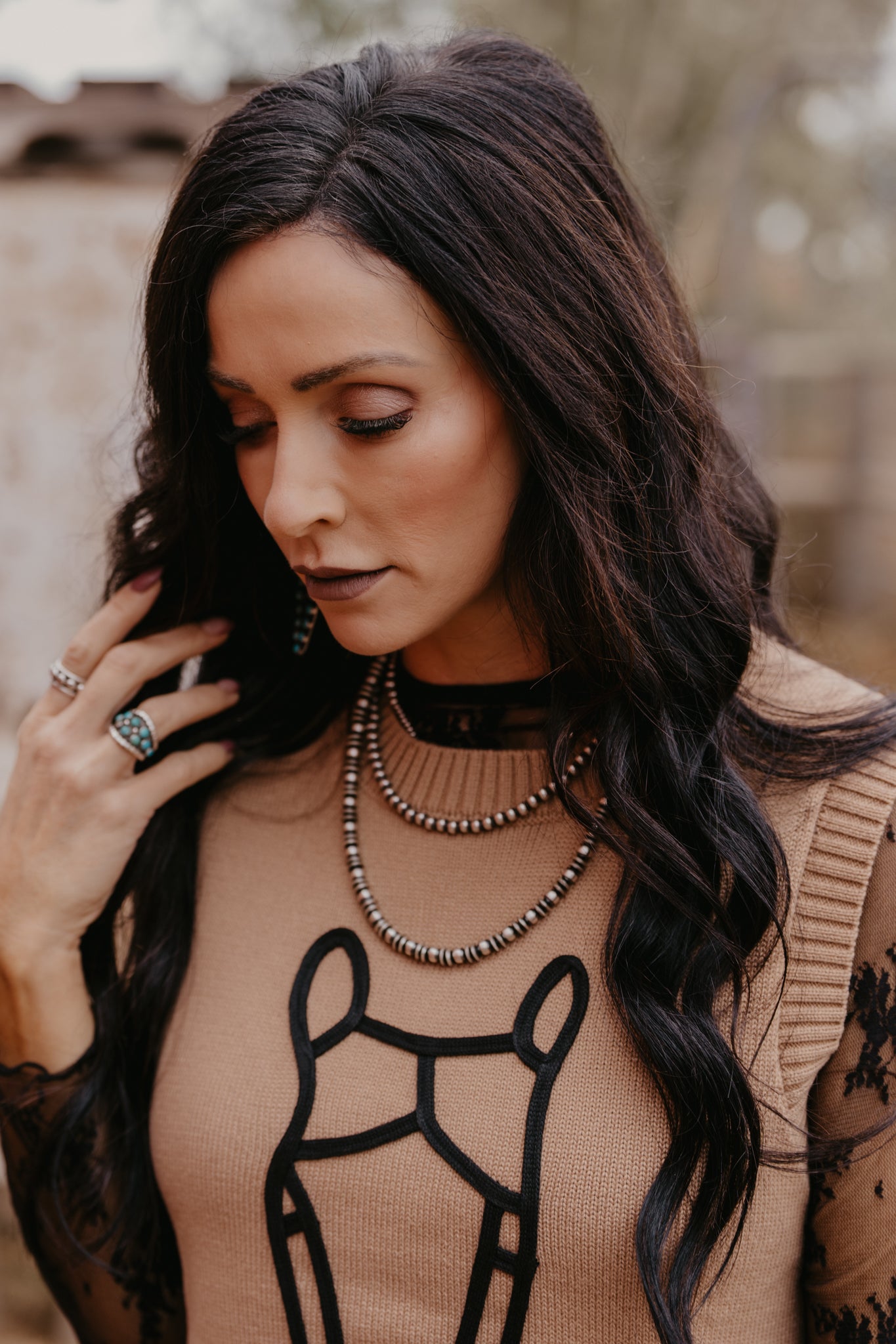 Maude Horse Sweater Dress - Tan