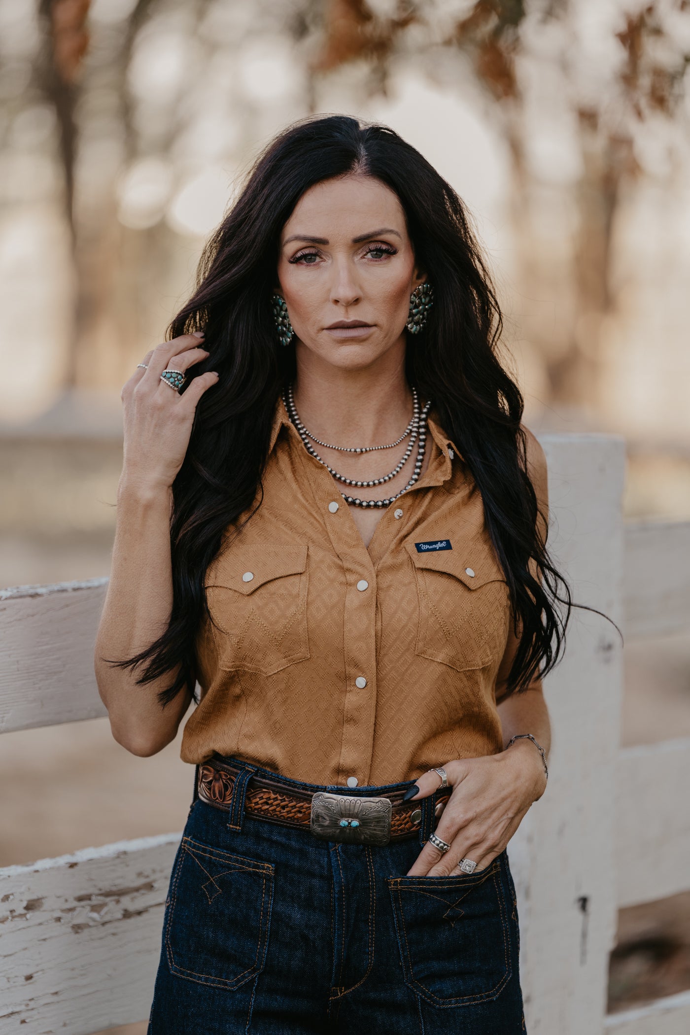 Dutton Pearl Snap Blouse - Toast