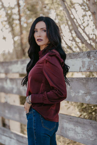 Gavin Satin Pearl Snap Top