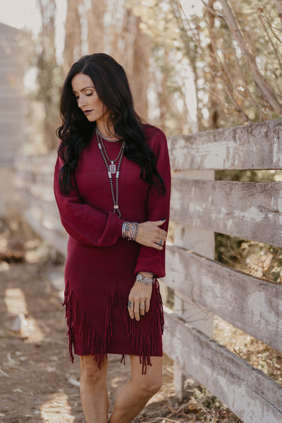 Holly Sweater Dress - Burgundy