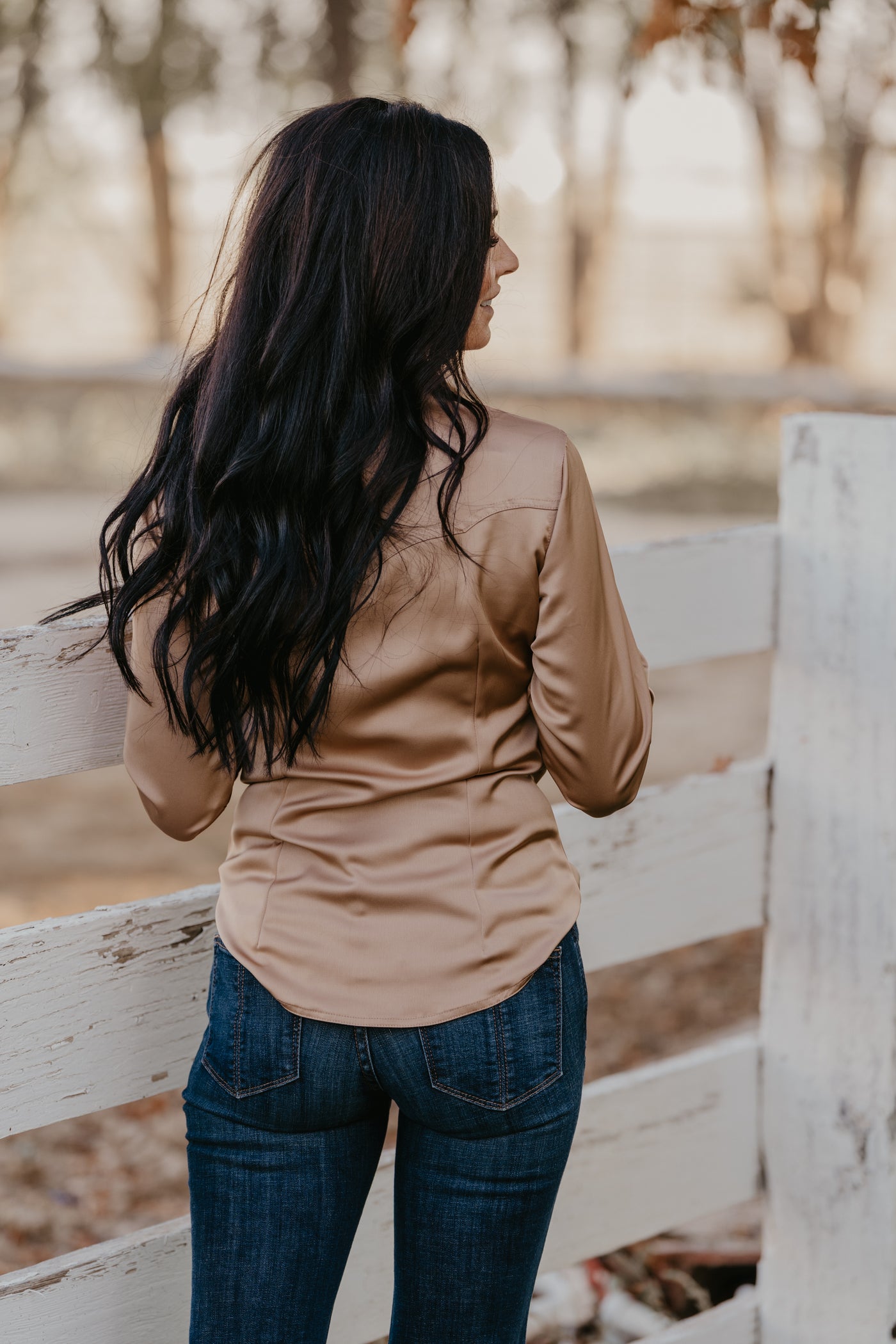 Gold Buckle Satin Blouse