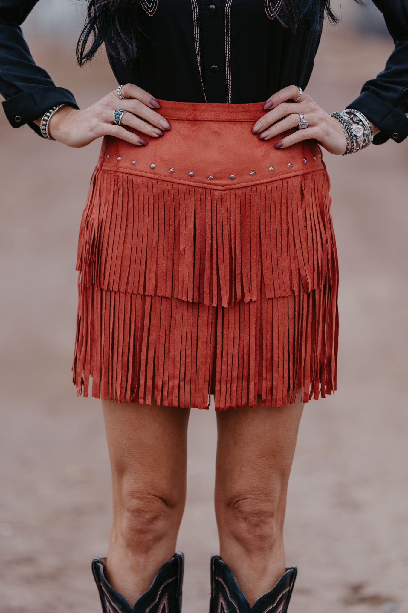 Starlight Fringe Skirt - Rust