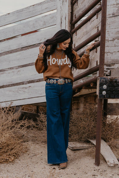 Varsity Howdy Sweater - Carmel