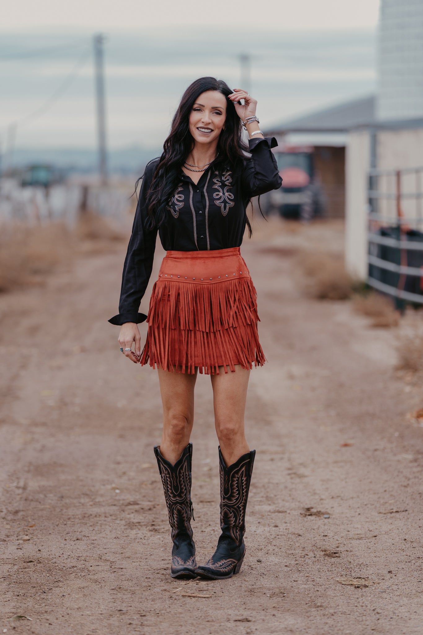 Starlight Fringe Skirt - Rust