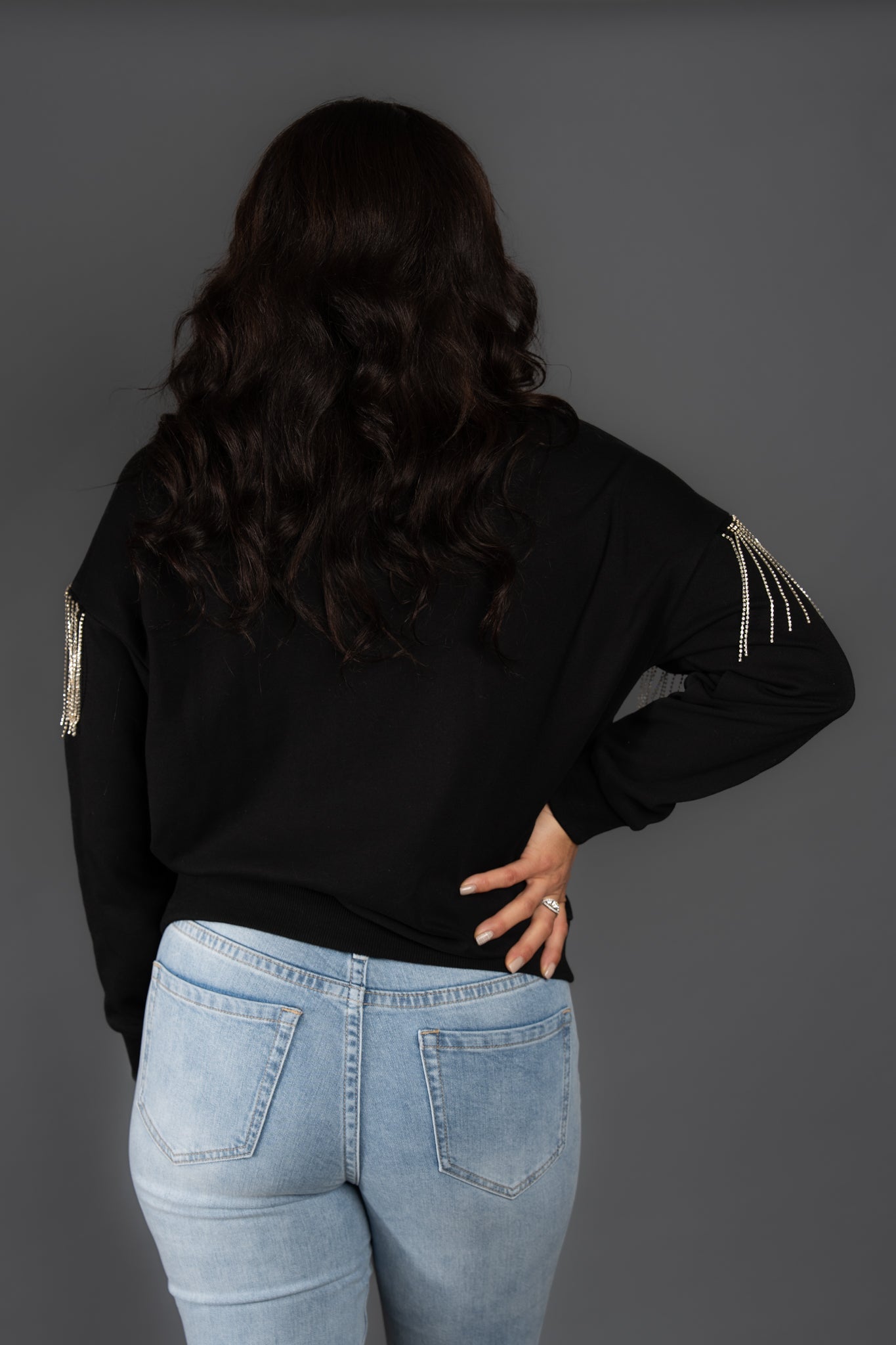 The Kay Rhinestone Sweatshirt - Black