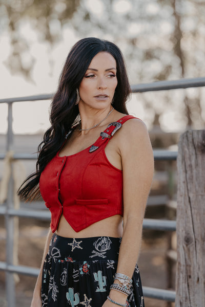 JoJo Buckle Top - Red