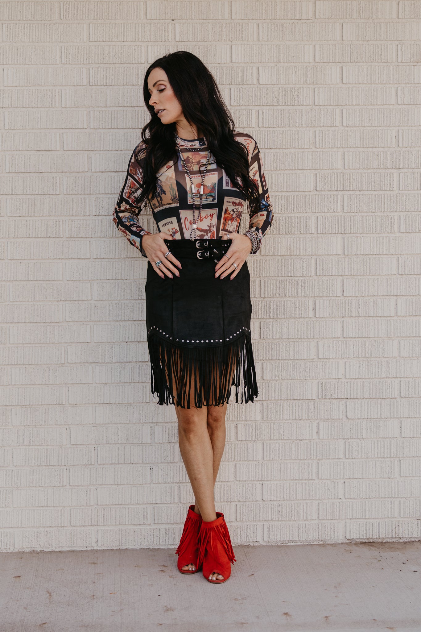 Little Red Rodeo Mesh Top