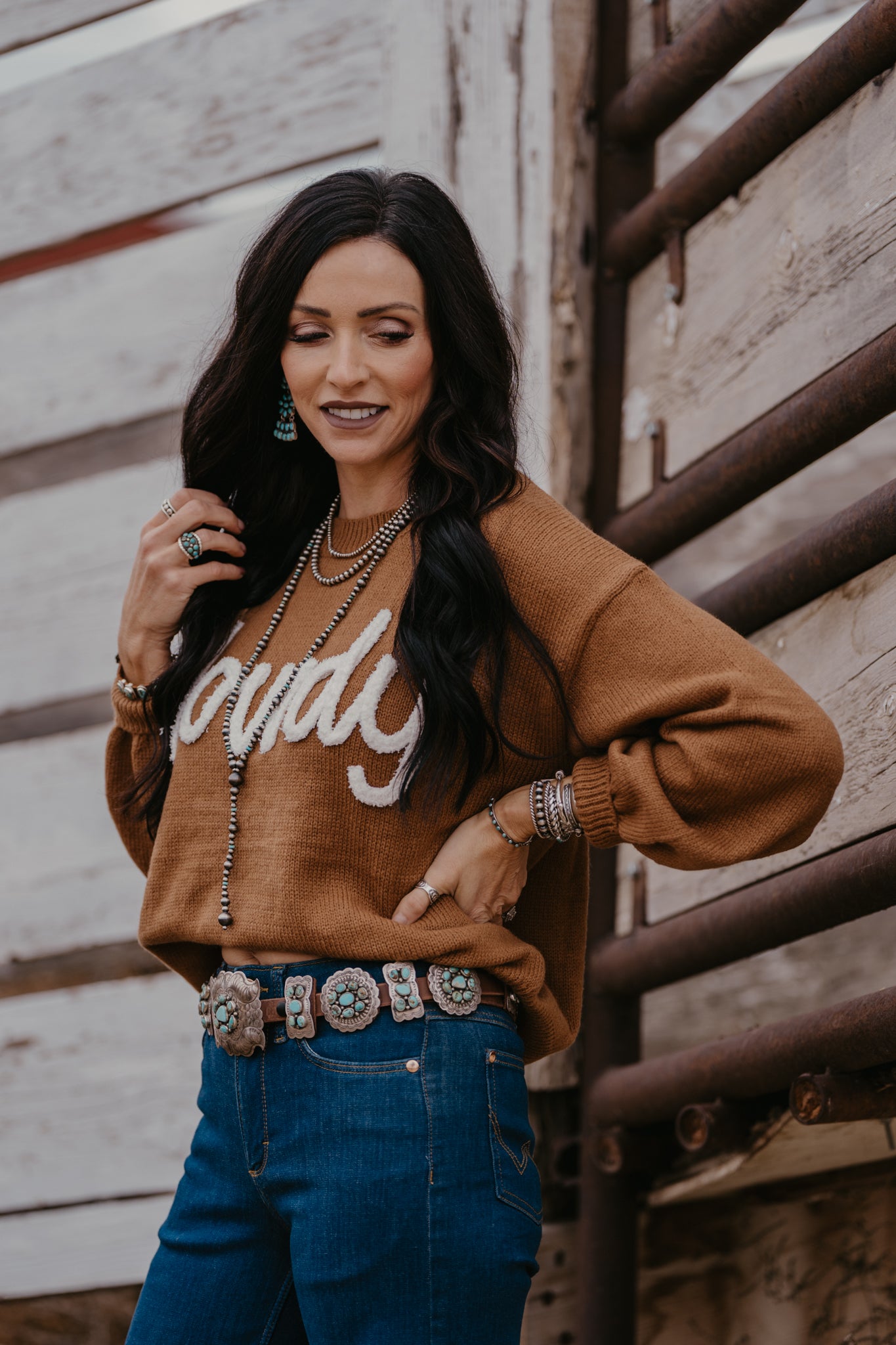 Varsity Howdy Sweater - Carmel