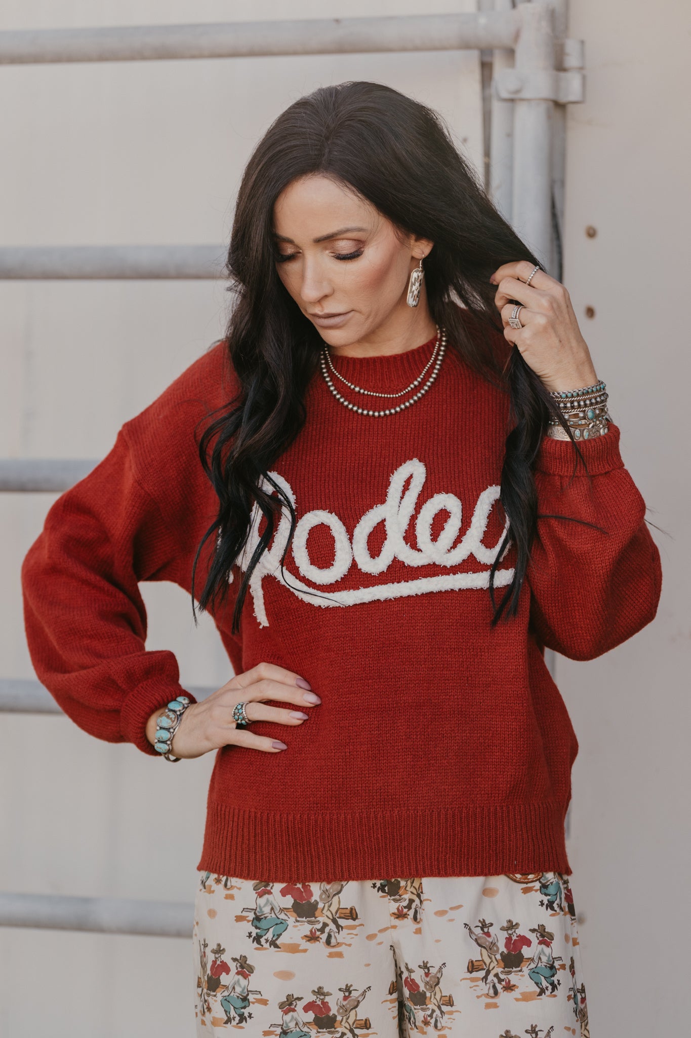 Varsity Rodeo Sweater - Red