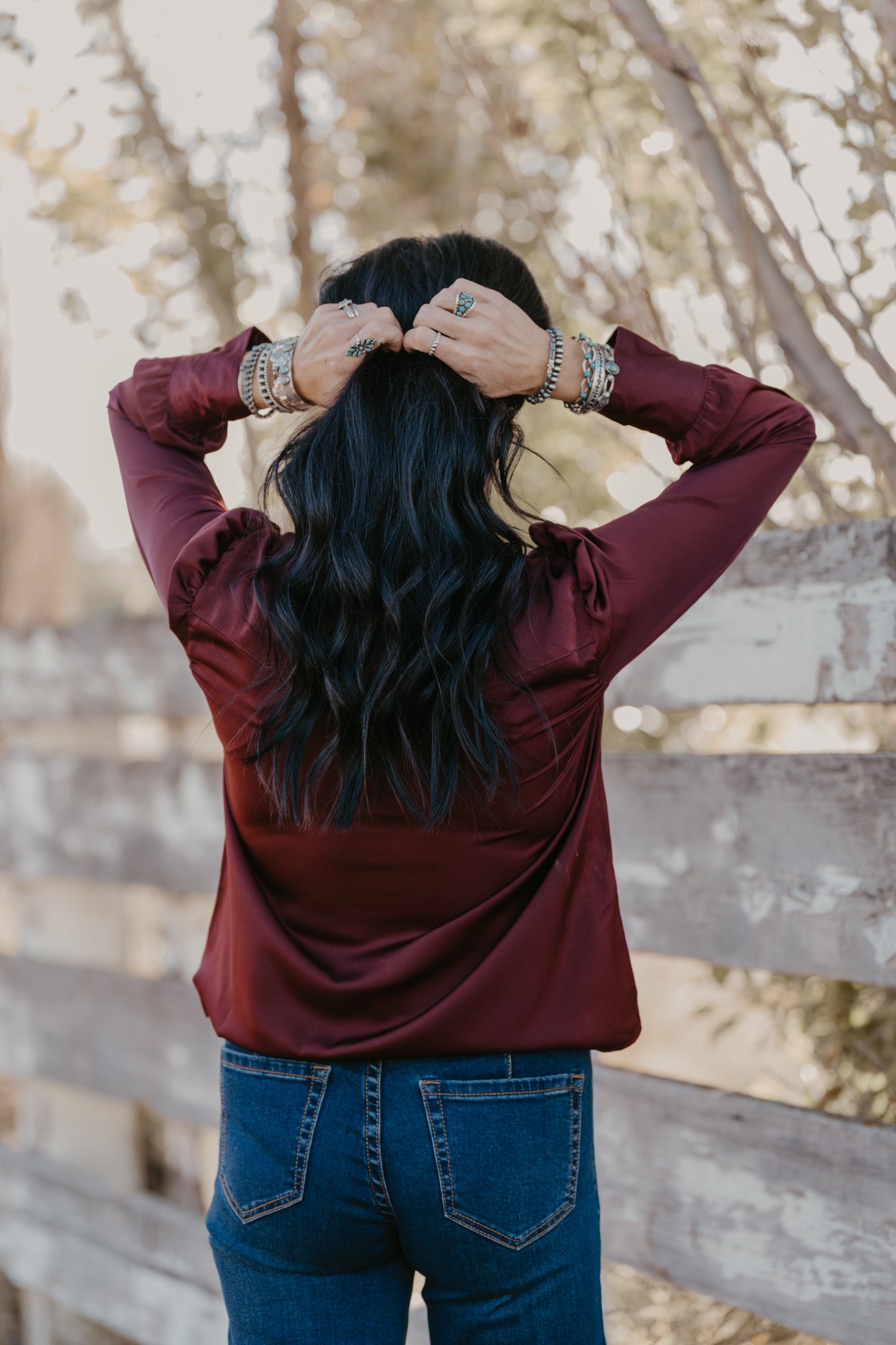 Gavin Satin Pearl Snap Top