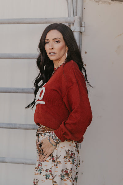 Varsity Rodeo Sweater - Red