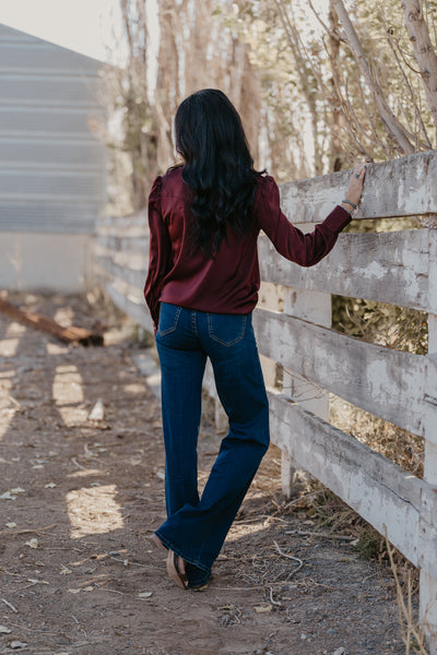 Gavin Satin Pearl Snap Top