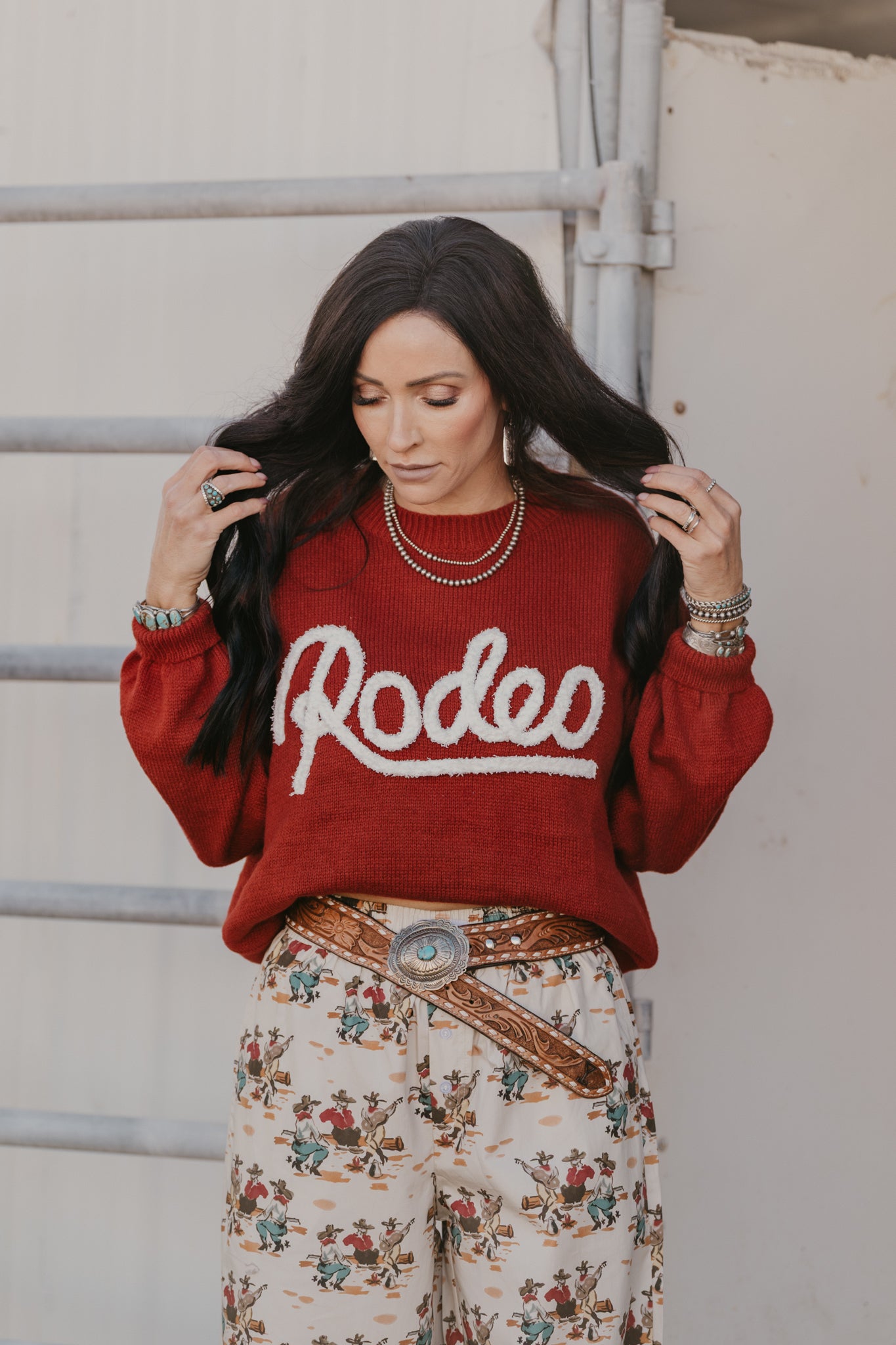Varsity Rodeo Sweater - Red