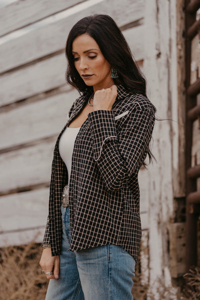 Sandra Plaid Pearl Snap Top