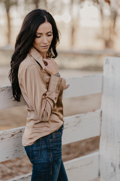 Gold Buckle Satin Blouse
