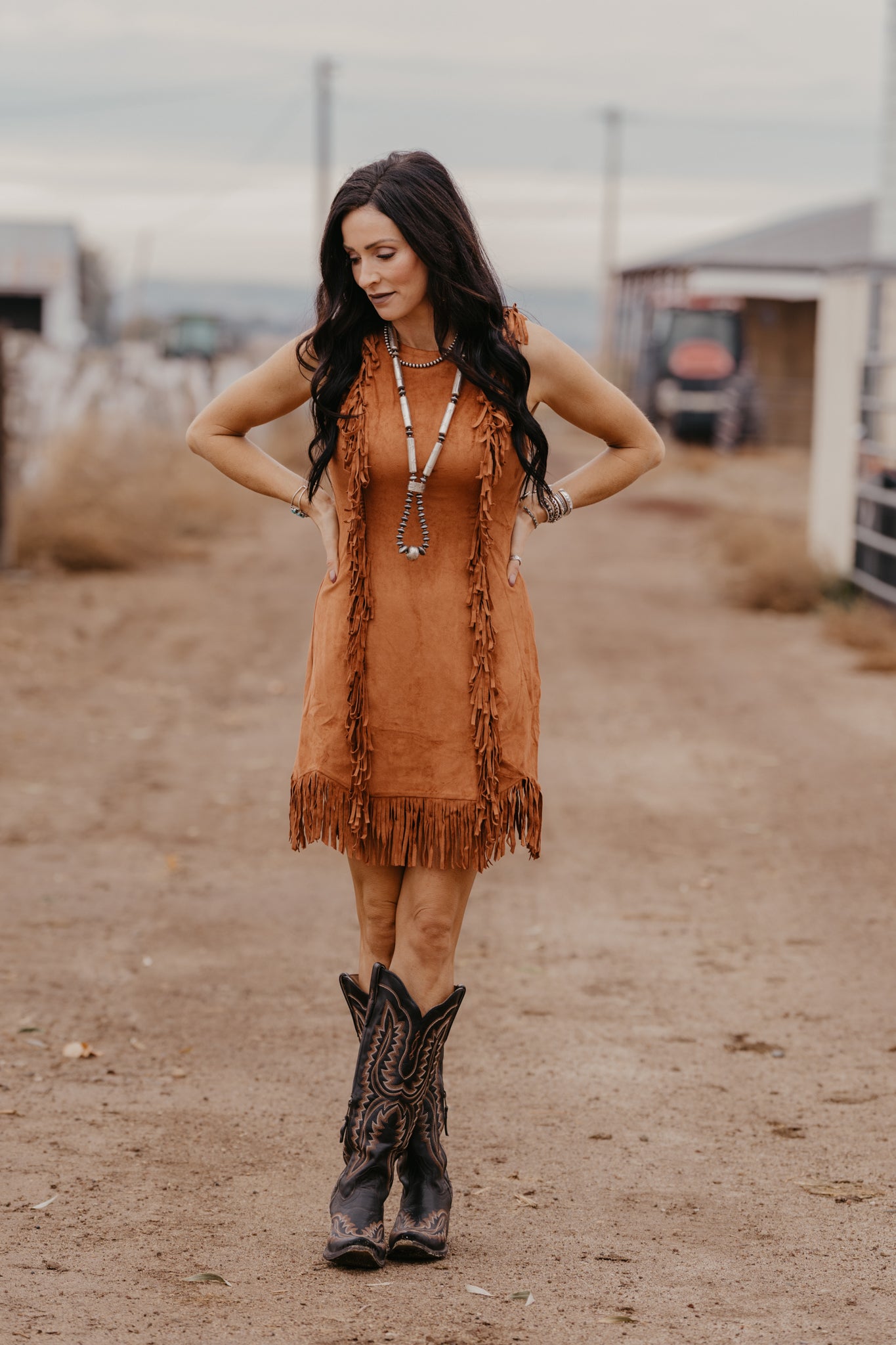 Payne Suede Fringe Dress - Camel