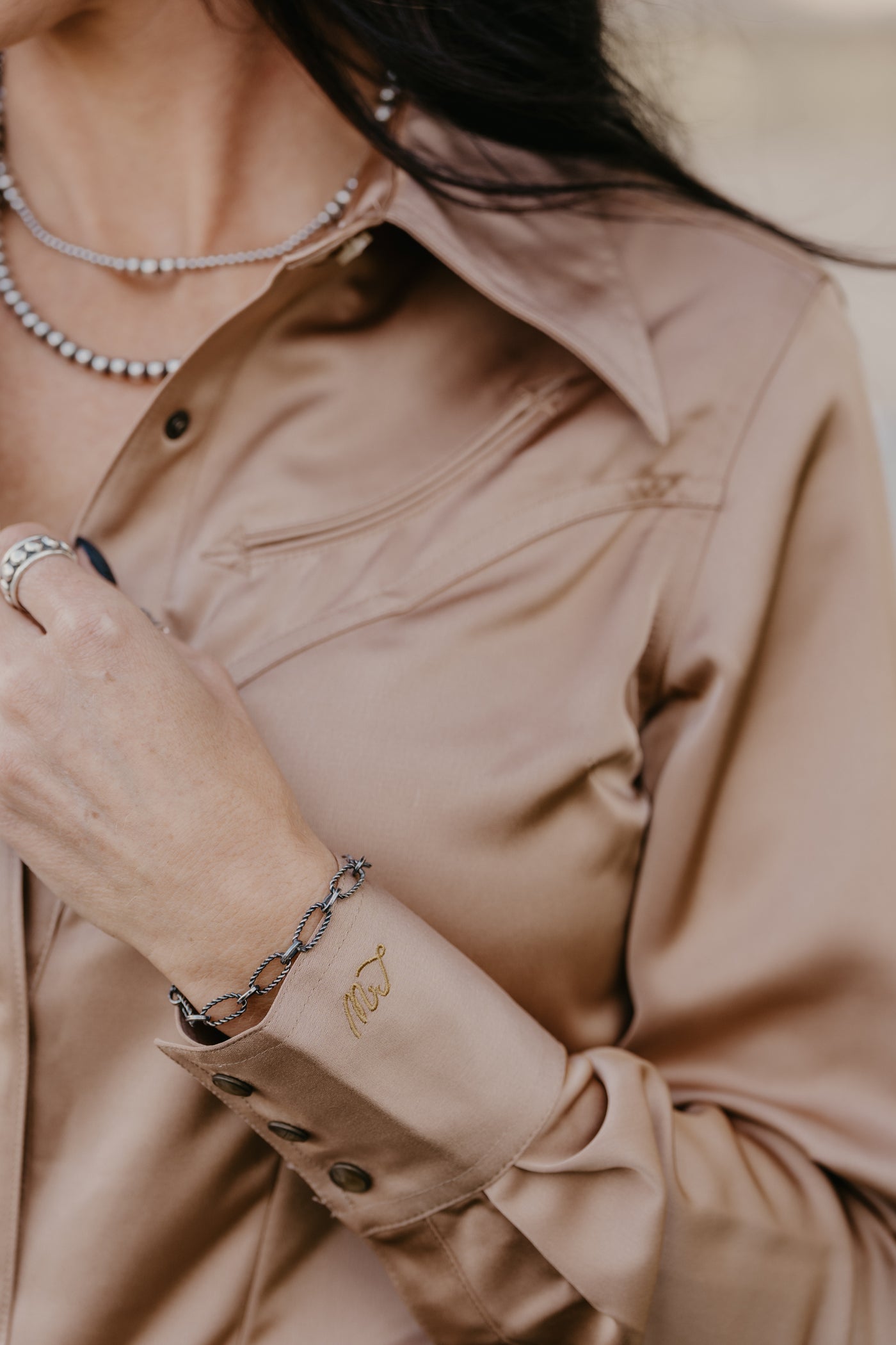 Gold Buckle Satin Blouse