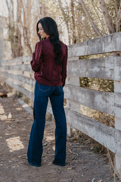 Gavin Satin Pearl Snap Top