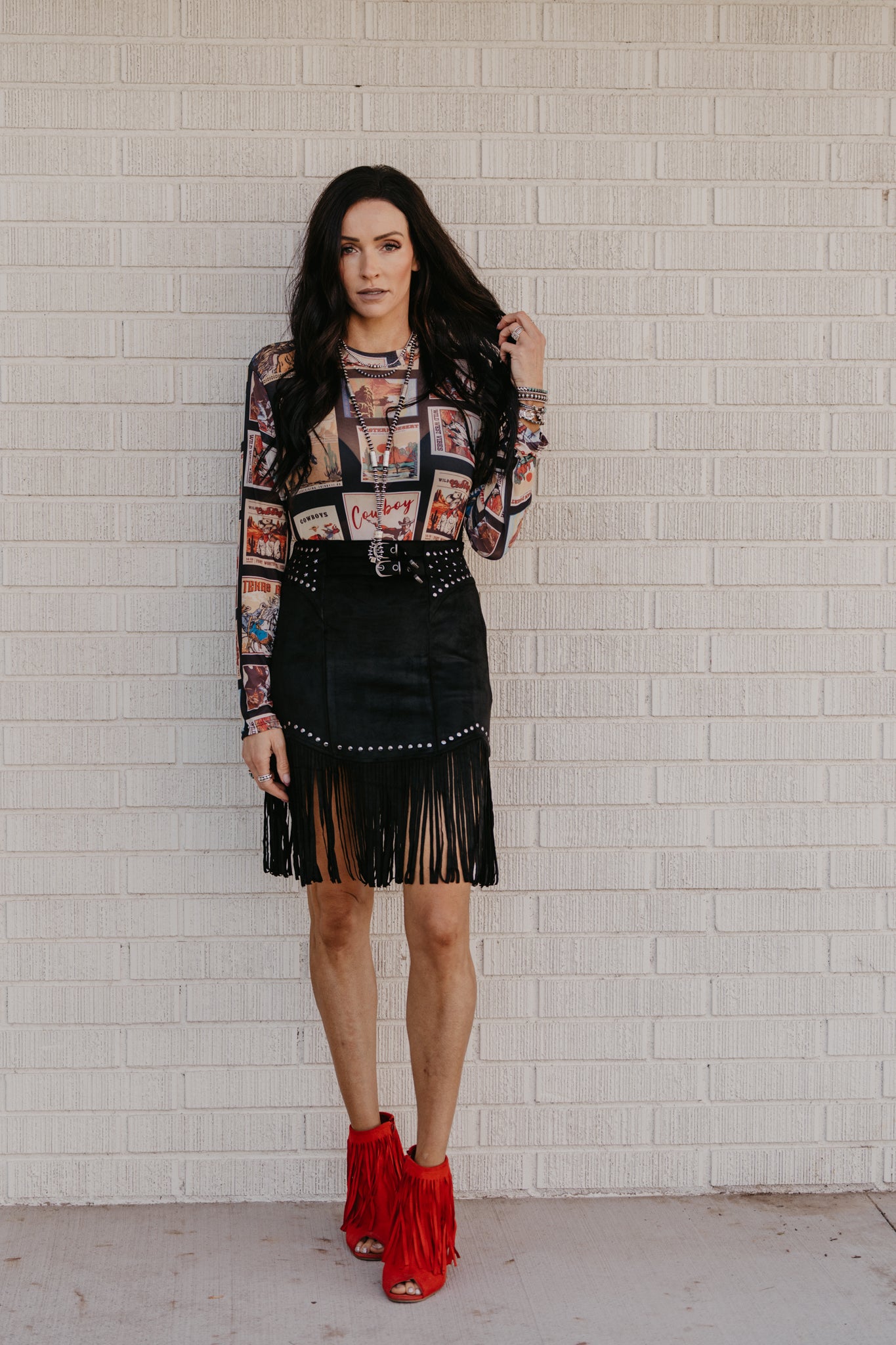 Little Red Rodeo Mesh Top