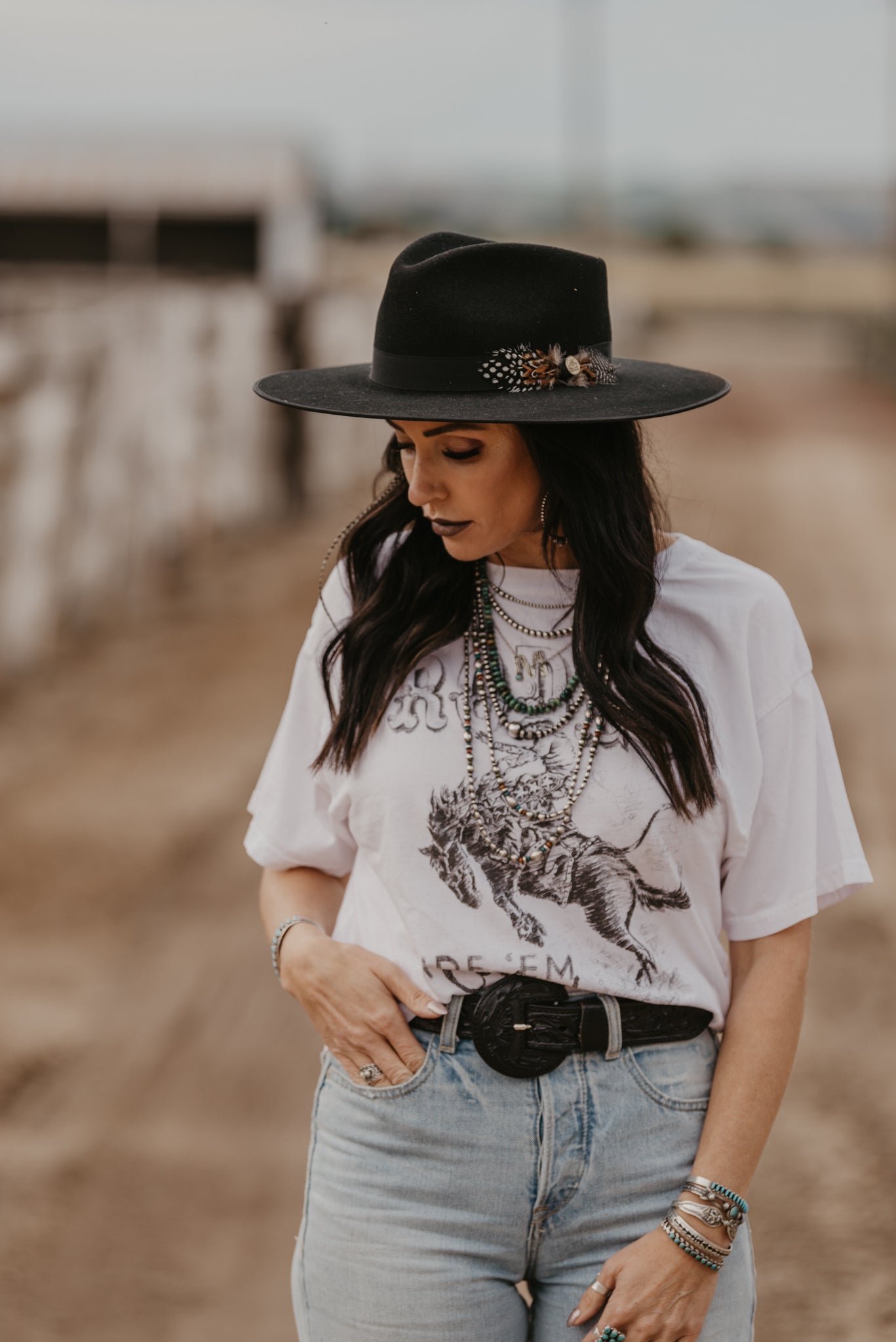 Rodeo - Ride 'Em Cowboy Cropped Tee - White