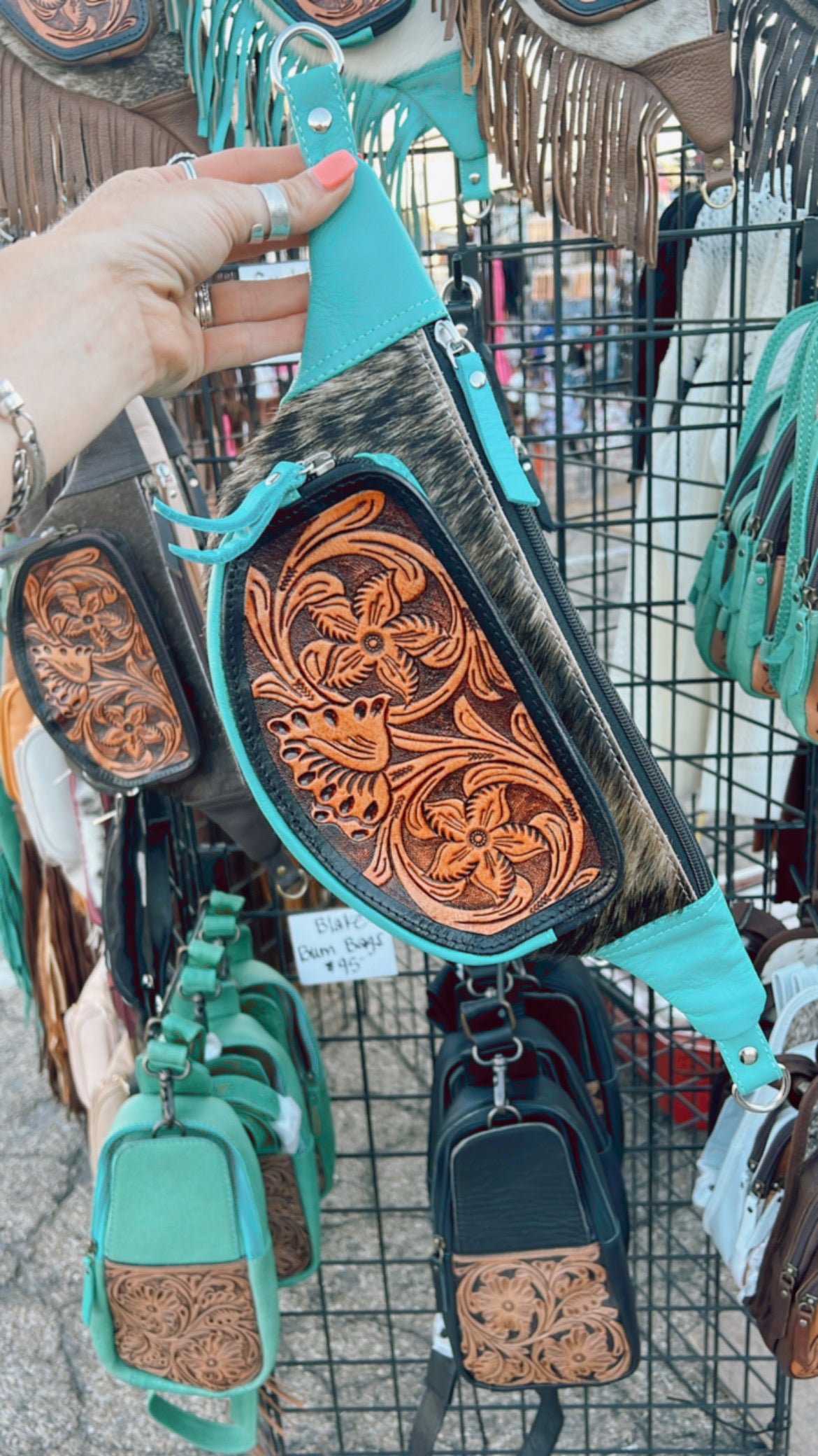 Tooled Cow Babe Fanny Pack - Turquoise