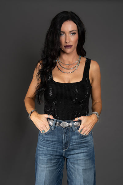 Marissa Sparkle Body Suit - Black