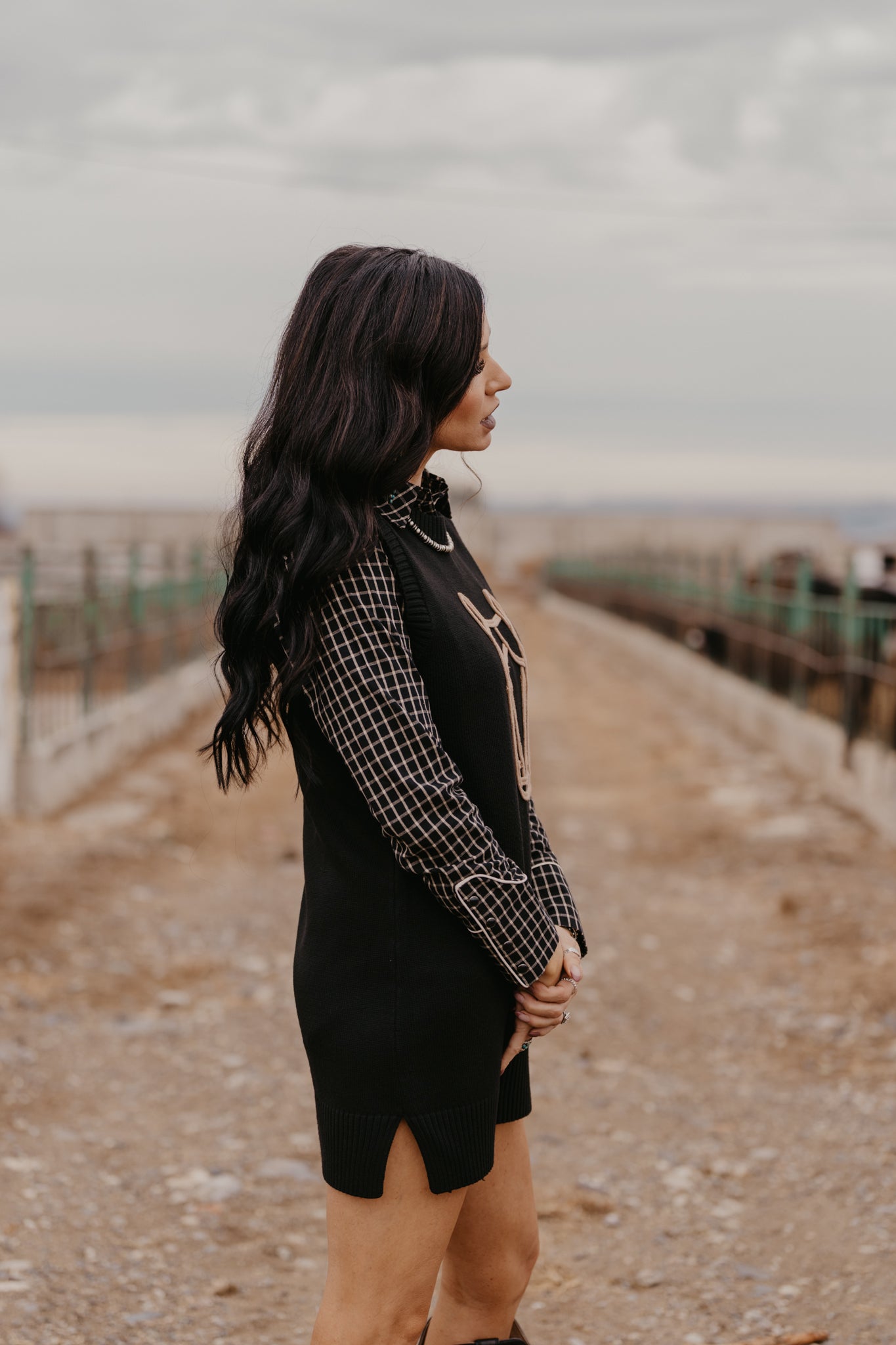 Maude Horse Sweater Dress - Black