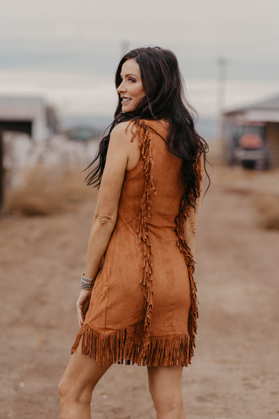 Payne Suede Fringe Dress - Camel