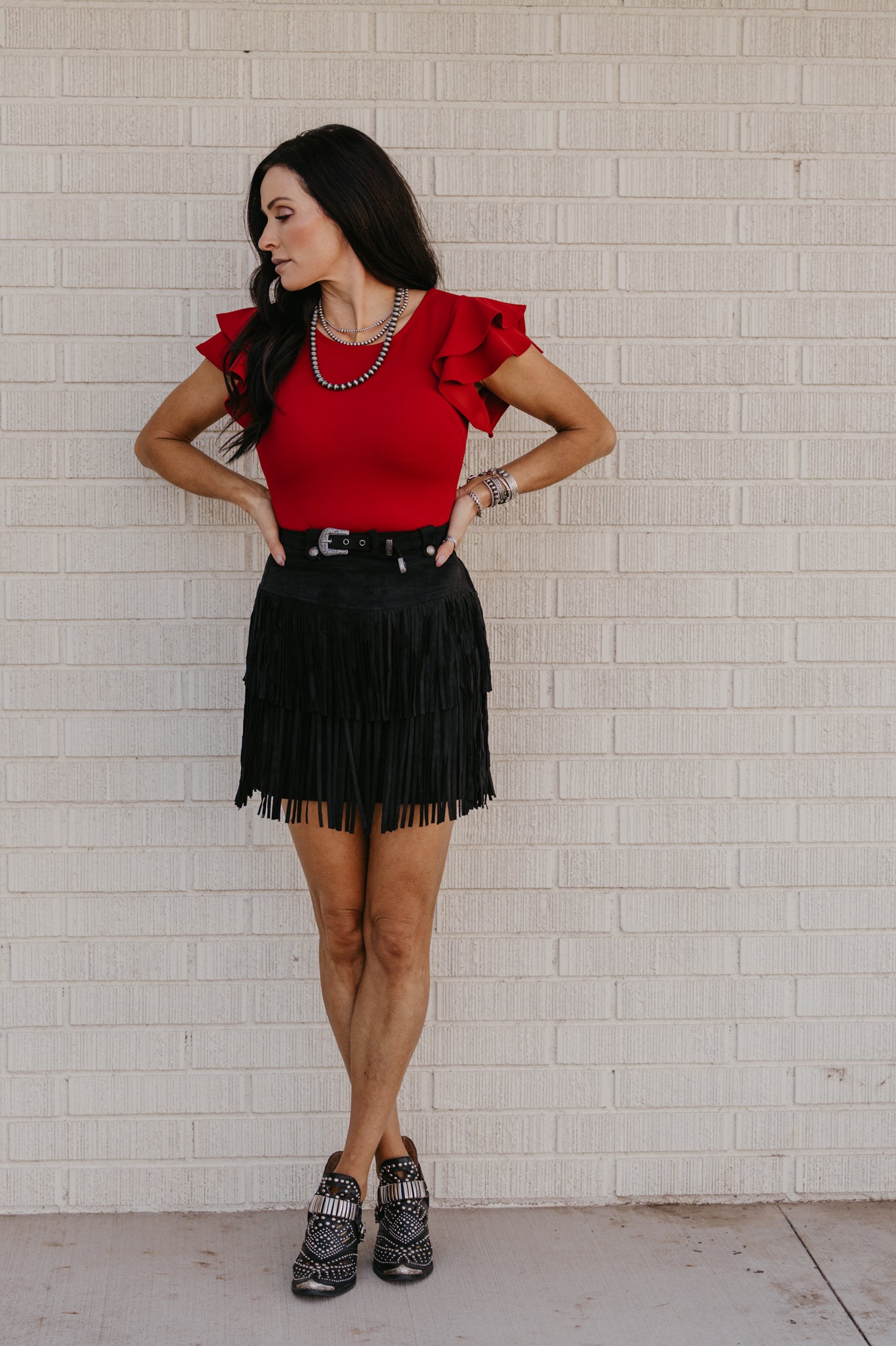 Ramblin' Fever Fringe Skirt - Black