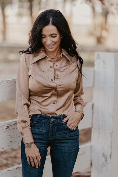 Gold Buckle Satin Blouse