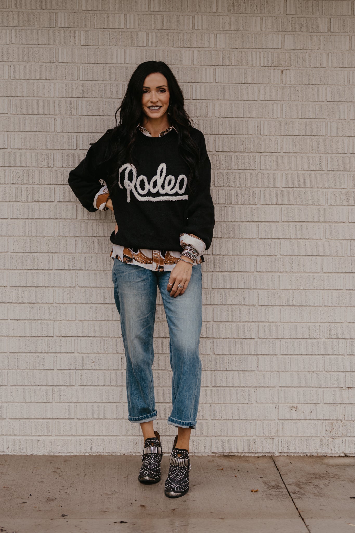 Varsity Rodeo Sweater - Black