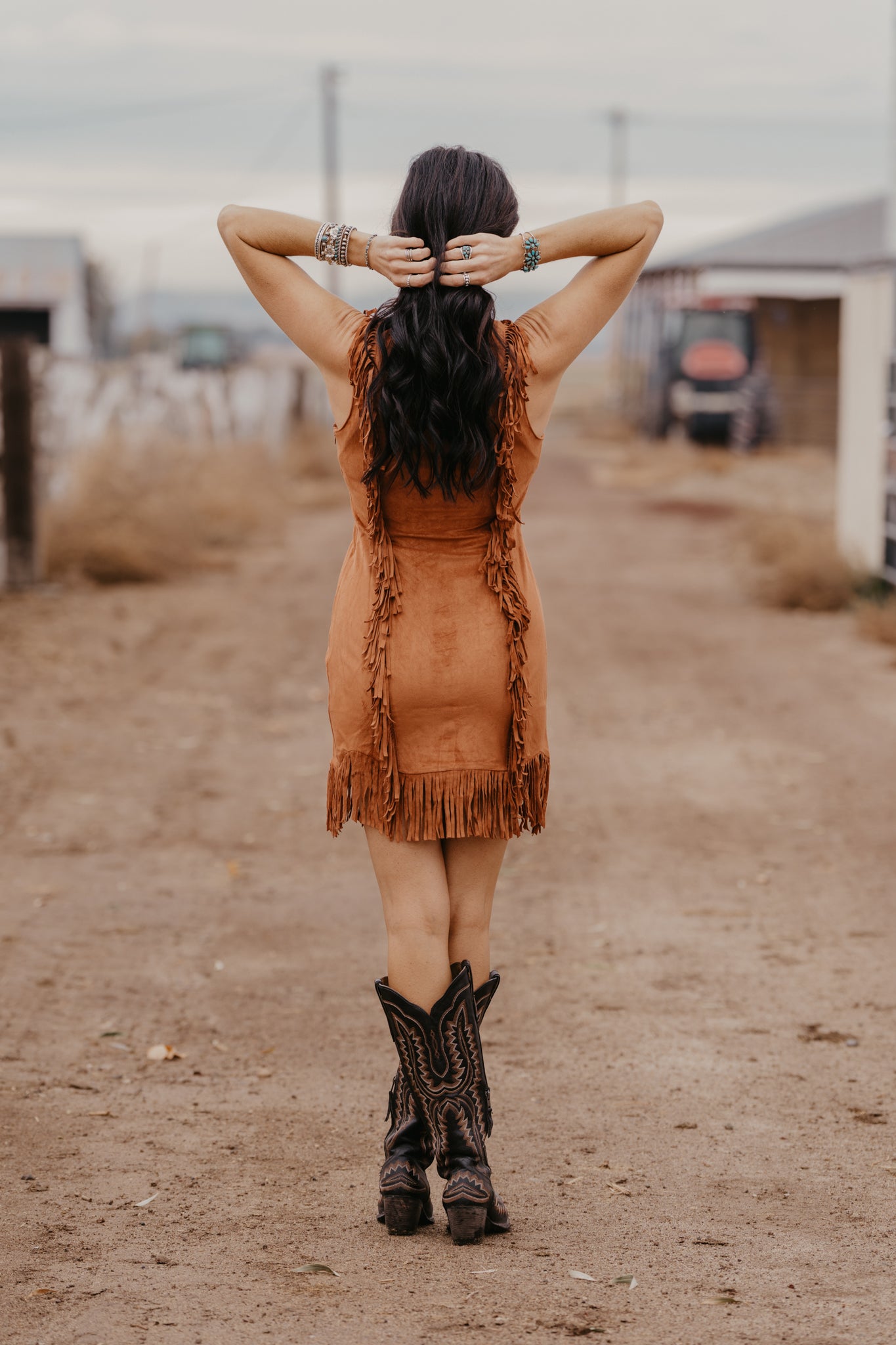 Payne Suede Fringe Dress - Camel