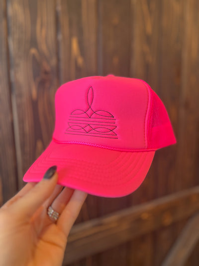 Boot Stitch Trucker Hat - Pink/Black
