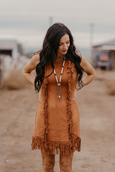 Payne Suede Fringe Dress - Camel