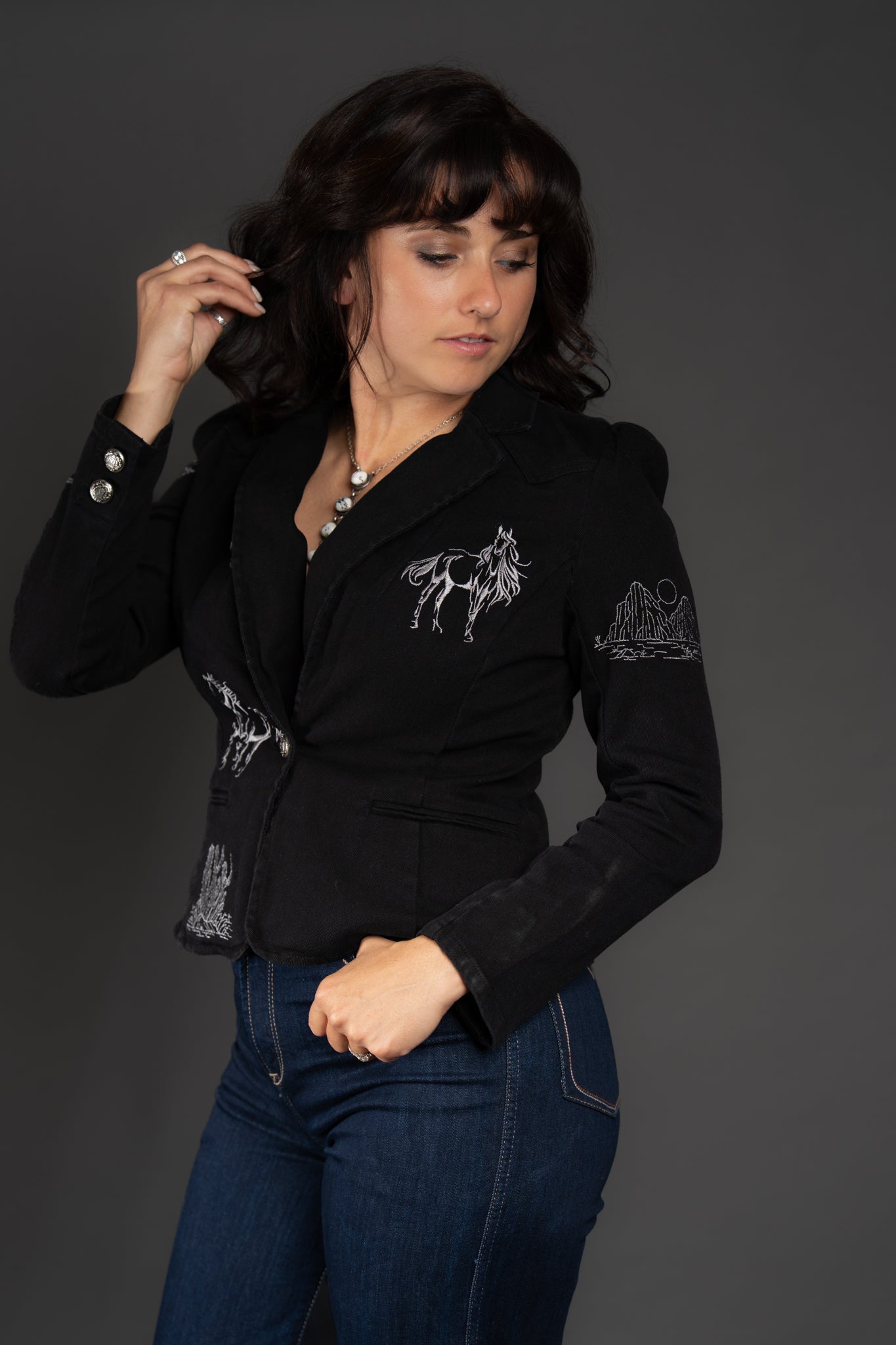 Mustang Sally Embroidered Denim Jacket