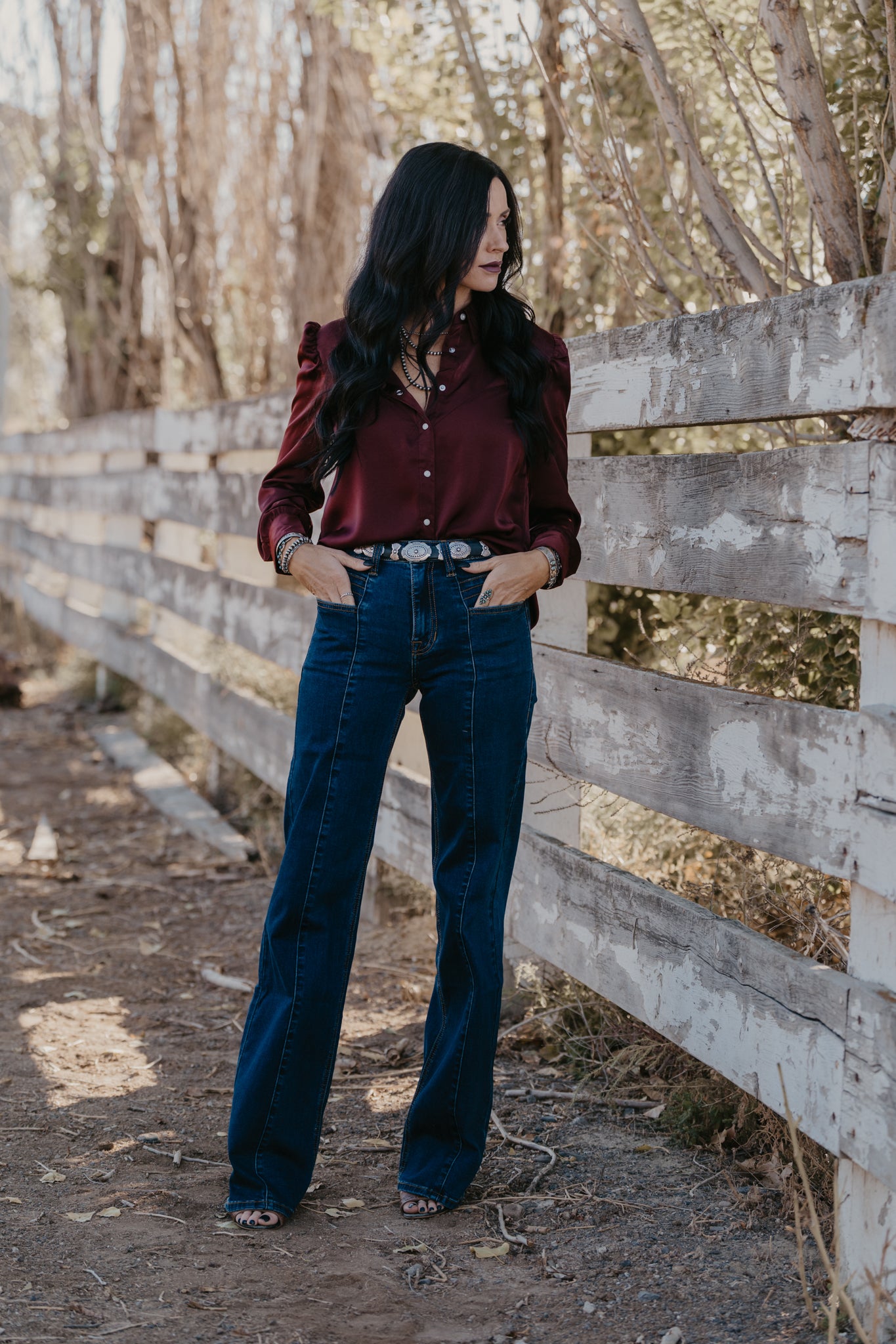 Gavin Satin Pearl Snap Top