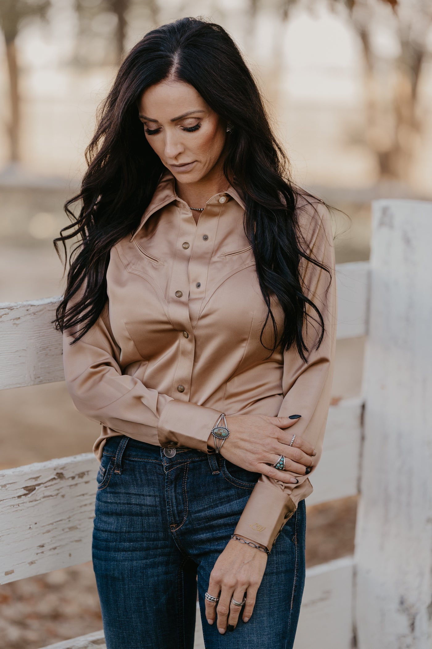 Gold Buckle Satin Blouse