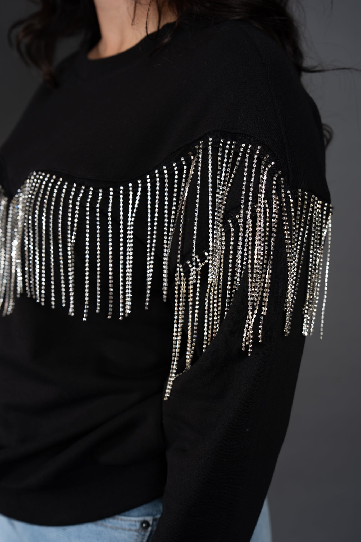 The Kay Rhinestone Sweatshirt - Black