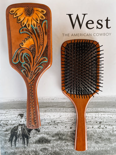 Leather Back Hair Brush - Sunflower